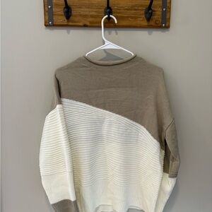 Two-Tone Sweater in Cream and Tan